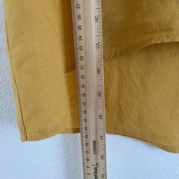 Ellen Tracy Tunic Top Size M‎ 100% Linen Roll Tab Sleeve Yellow - Picture 8 of 10